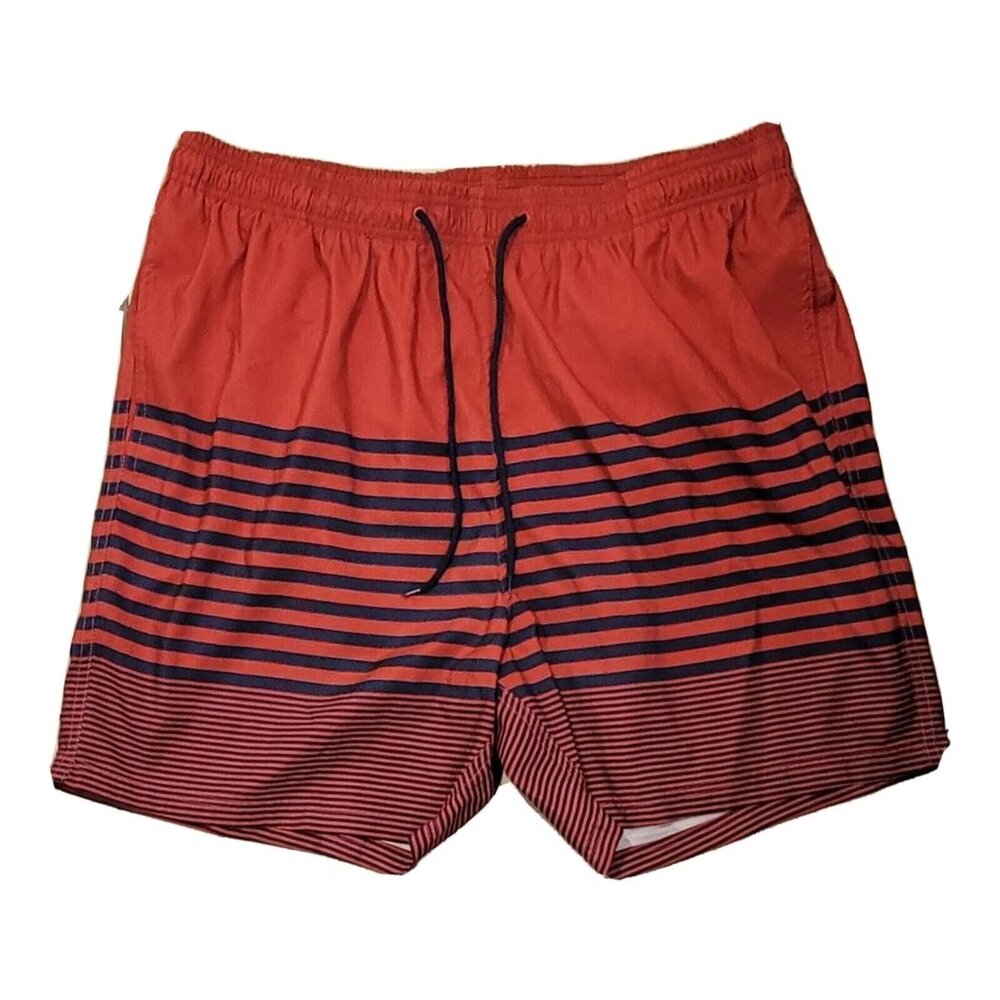 Swim Trunks Mens Size 3XL Red & Blue Striped Pockets Lining Emerson